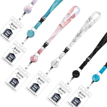 2 Pack Cruise Lanyards Retractable Badge Holder, Marble Pattern Detachable Reel Lanyard with Waterproof PVC Card Holder, 20in Retractable ID Lanyard for Cruise Ship Essentials - color: Blue and Purple