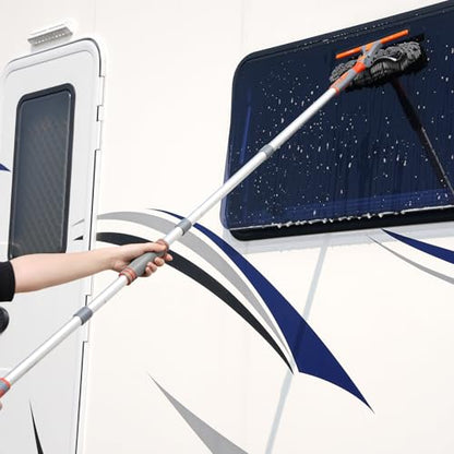 Eazer 89'' Squeegee Window Cleaner 2 in 1 Rotatable Window Cleaning Tool Kit with Extension Pole, Window Washing Equipment with Bendable Head for Indoor/Outdoor Window and Car Glass - size: 89inch