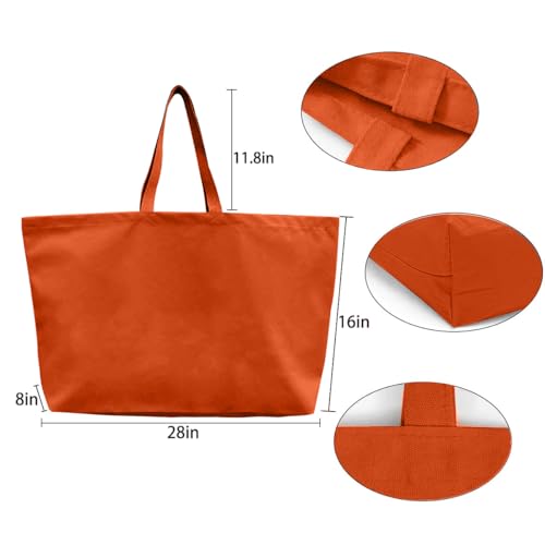 Large Canvas Tote Bag Reusable Extra Big Grocery Bags - color: Orange