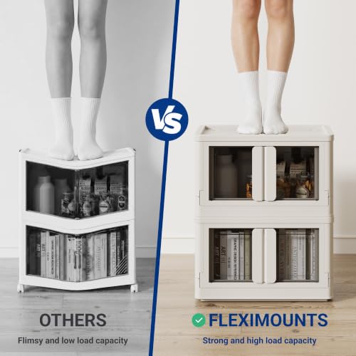 FLEXIMOUNTS 75 QT Stackable Plastic Storage Bins With Lids, Milky White - color: Milky White, size: 37 Qt-2 Pack