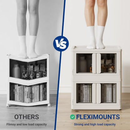 FLEXIMOUNTS 75 QT Stackable Plastic Storage Bins With Lids, Milky White - color: Milky White, size: 37 Qt-2 Pack