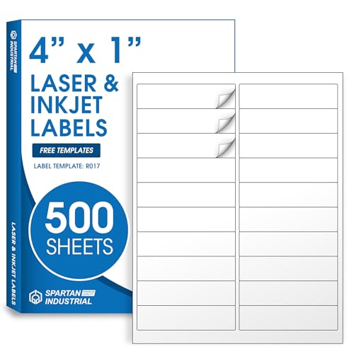 4" X 1" Matte White Printable Address Labels (500 Sheets, 10000 Stickers) - style: 10000 Labels