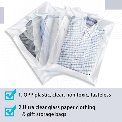 PerKoop 400 Pcs 10"x13" Plastic Clear T Shirt Bags Clothing Package - size: 10"x13"