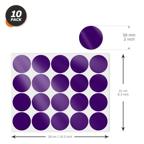Purple Round Stickers 2 Inch Waterproof Vinyl Coding Labels 200 PCS - color: Purple