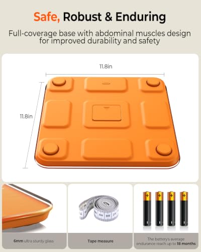 Ovutek 500lb Digital Bathroom Scale with Body Weight Trends App - color: Orange, size: 11.8*11.8in