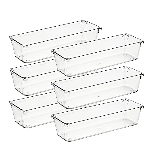 Ravinte 6 Pack Drawer Organizer, 3" x 9" Plastic Storage Bins - size: 3" x 9"