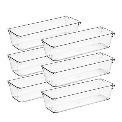 Ravinte 6 Pack Drawer Organizer, 3" x 9" Plastic Storage Bins - size: 3" x 9"