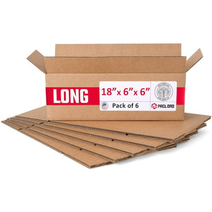 Long Cardboard Boxes 18"L x 6"W x 6"H, Pack of 6 - color: Pack of 6, size: Long 18x6x6"