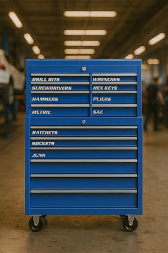 Magnetic Toolbox Labels, 11 Pack, Tool Chest Drawers, USA Made - color: White