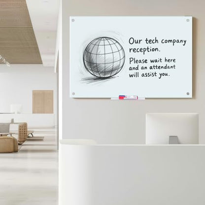 Maxtek Magnetic Glass Whiteboard 48 x 36 in, Frameless Glass Board for Wall (Pack of 2) - size: 48"W x 36"H (Pack of 2)