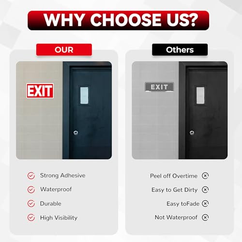 2Pack Exit Signs Sticker,7X4 Inch Self-Adhesive Scratch - color: Exit 494