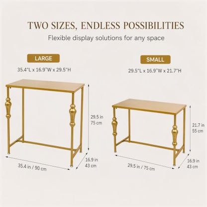 2-Piece Gold Metal Nesting Display Tables Shoe Handbag Retail Display Racks (Gold 2) - color: Gold 2
