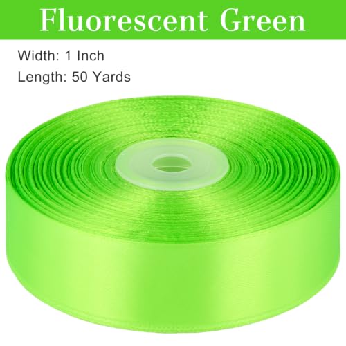 Fluorescent Apple Green Satin Ribbon, 1 Inch, 50 Yards - color: Fluorescent