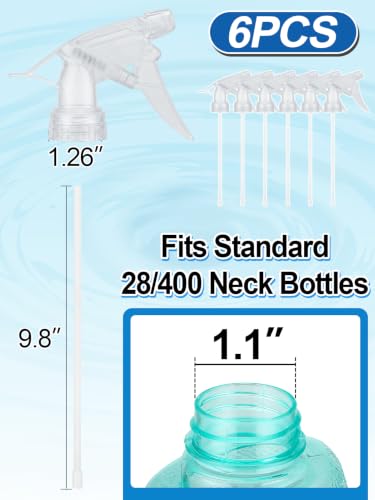 6Pcs 3 Modes Spray Bottle Nozzles Replacement Fit Standard 28/400 Neck - color: Clear