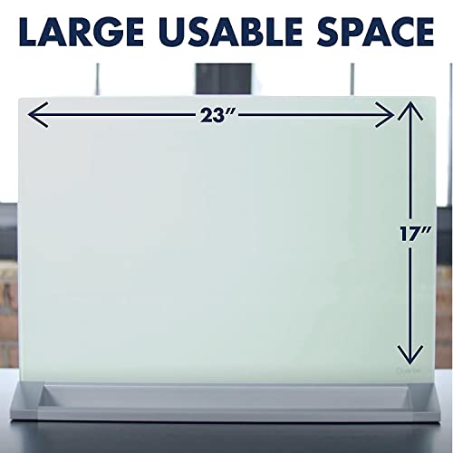 Quartet Glass Whiteboard Desktop Panel, Magnetic, 17" x 23", Dry Erase Surface, Includes Accessory Trays, 1 Marker and 2 High-Power Magnets, White (GDP1723W)