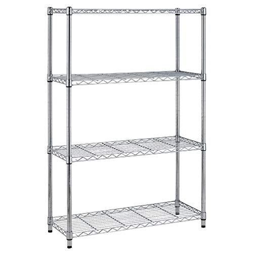 BestOffice | 4-Tier Wire Shelf with Wheels | 14" x 36" x 54" | Chrome - color: Chrome, size: 14Lx36Wx54H