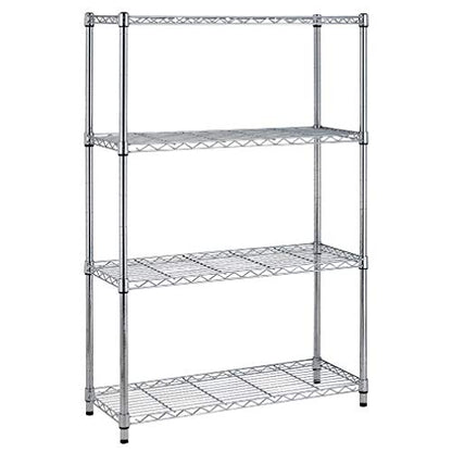 BestOffice | 4-Tier Wire Shelf with Wheels | 14" x 36" x 54" | Chrome - color: Chrome, size: 14Lx36Wx54H
