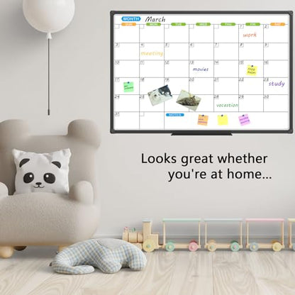 JILoffice Dry Erase Calendar Whiteboard 48 X 36 Inch - Magnetic White Board Calendar Monthly, Black Aluminum Frame Wall Mounted Board for Office Home and School - color: Black, size: 48"W x 36"H