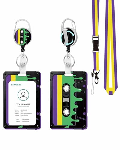 Vertical ID Badge Holder with Detachable Lanyard - Tape - color: Tape