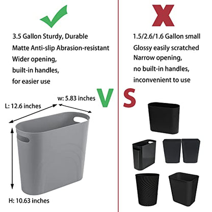 rejomiik Small Bathroom Trash Can, 3.5 Gallon Slim Garbage Can, Gray - color: Grey, size: 1 pack