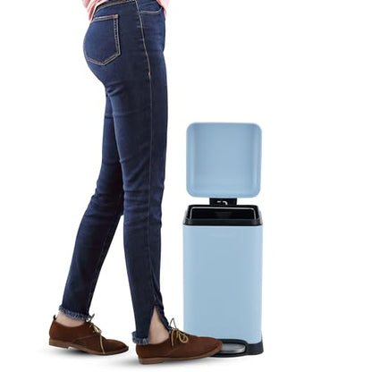happimess Betty Retro Mini 3.2 Gal Step Trash Can, Tide Pool Blue - color: Tide Pool Blue