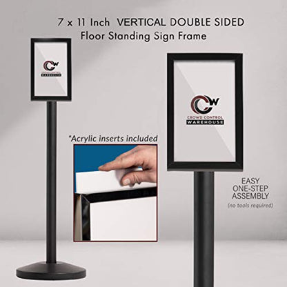 CCW 7 X 11 Inch Vertical Pedestal Floor Sign Frame, Polished Brass - color: Polished Brass, size: 7 x 11 Inch Vertical