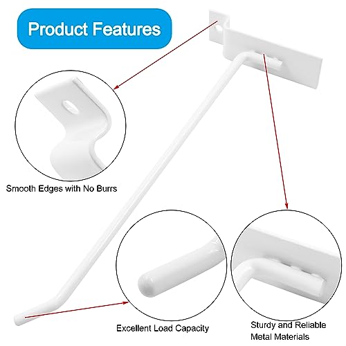 Waziaqoc Slatwall Hooks, White, 8 Inch, 32PCS - size: 8 Inch
