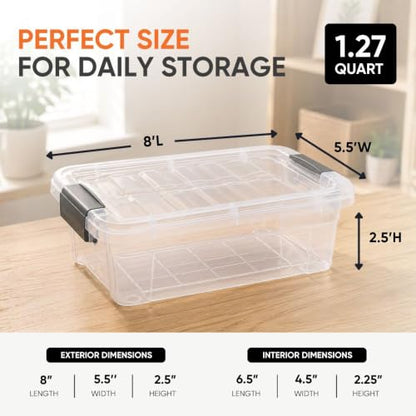 Superio 1.27 Quart Clear Plastic Storage Containers with Lids, Stackable Organizer Bins, BPA-Free Storage Boxes for Home, Office, Dorm & Classroom, 2 Pack - size: 1.27 Quart