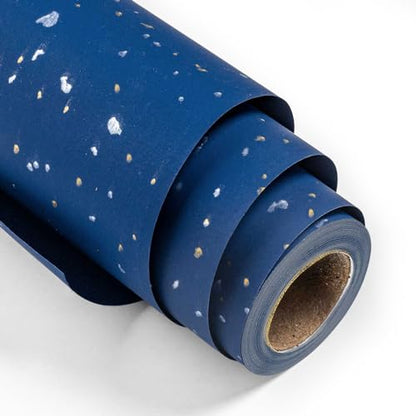 MAYPLUSS Navy Blue Wrapping Paper Roll, 17N x 16.5FT Shiny Flakes Gift Wrap - color: Flake Navy Blue