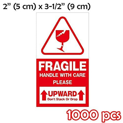 Red Large Fragile Handle with Care Keep Dry Upward Do Not Trample Shipping Box Warning Stickers Label (STK-03 1000pcs) - size: STK-03 1000pcs