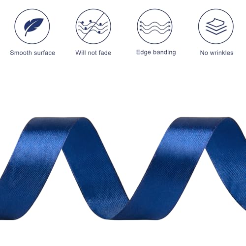 Dark Blue Satin Ribbon, 1 Inch, 50 Yards - color: dark blue