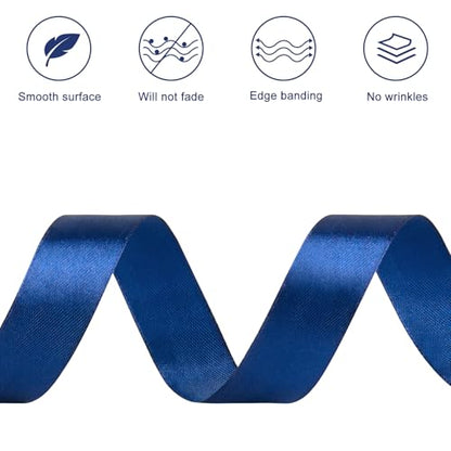 Dark Blue Satin Ribbon, 1 Inch, 50 Yards - color: dark blue