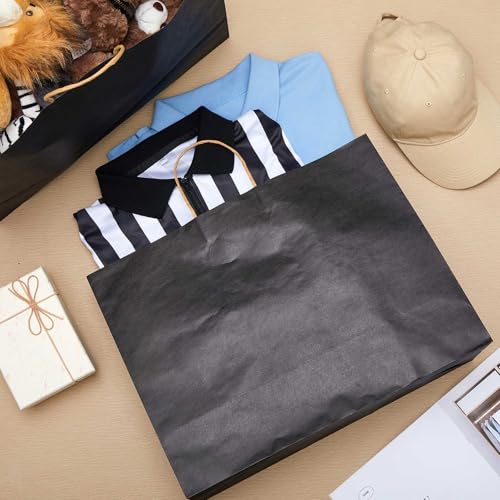 Maitys 30 Pcs 18x14x7 Inch Black Large Kraft Paper Gift Bags with Handles - color: Black, size: 18x14x7 Inch