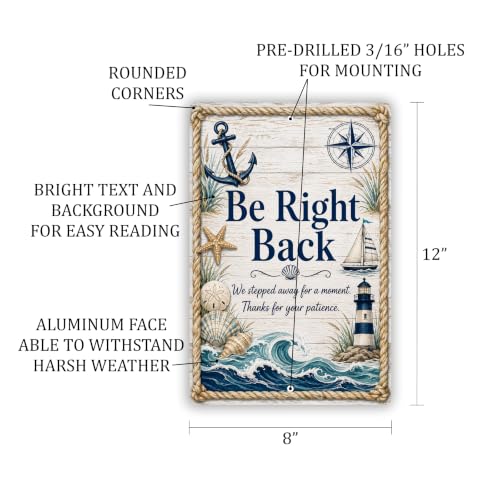 Be Right Back Coastal Business Sign - style: Be Right Back