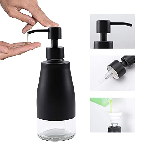 Gaussra Black Soap Dispenser with Coaster and Stickers - 11 OZ / 320 ML - color: Matte Black