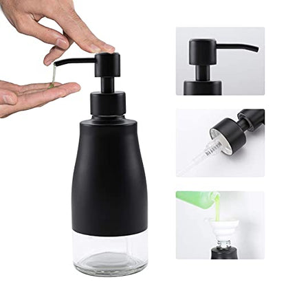 Gaussra Black Soap Dispenser with Coaster and Stickers - 11 OZ / 320 ML - color: Matte Black