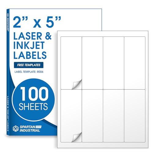 2" X 5" Matte White Printable Shipping Labels (100 Sheets, 800 Stickers) - size: 2" X 5"