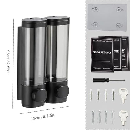 2-Chamber 10oz/300ML Black Plastic Hand Wall Mounted Soap Dispensers - color: 2-chamber Black