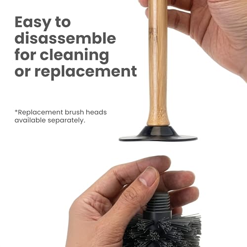 Vigar Zense Toilet Brush and Holder Set, Polyresin Stone, Light Gray - color: Light Gray