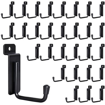 30 Pack J-Shaped Slatwall Hooks, 2 Inch Heavy Duty Slat Wall Hanger, Slatwall Accessories Display Hooks for Garage, Retail Store, Kitchen, Craft Room - size: 2.2 Inch