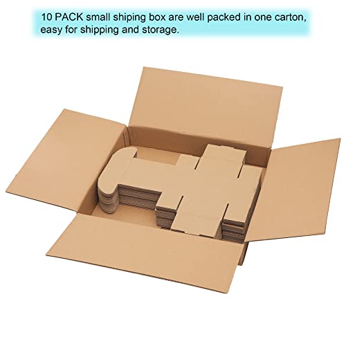 10 Pack Small Shipping Boxes 4x4x2'' (Inner Size) Corrugated Small Cardboard Boxes for Shipping, Recyclable Packaging Boxes for Business, Mailer, Gift Packing, Crafts Packing, Jewelry Boxes, Brown - size: 4 x 4 x 2 inches 10 pack
