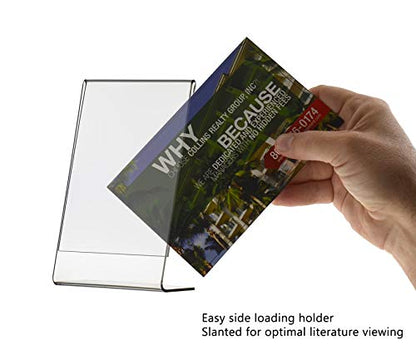 Marketing Holders 2 Pack Acrylic Sign Holder for 4" x 6" Printed Materials Clear Slant Back Plexiglass Countertop Side Load POP Display Frame for Retail Stores Hotels Offices and Restaurants - size: 4"w x 6"h