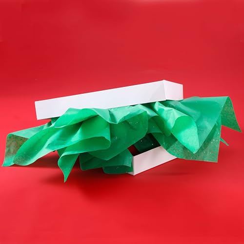 SUNCOLOR 36 Sheets Glitter Green Tissue Paper, 20 x 20 inch Sparkly Wrapping Paper for Gifts, Crafts, Christmas, Packaging, St. Patrick’s Day, DIY Art Projects - color: Green