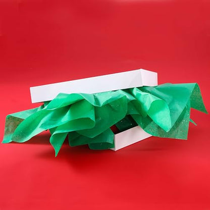 SUNCOLOR 36 Sheets Glitter Green Tissue Paper, 20 x 20 inch Sparkly Wrapping Paper for Gifts, Crafts, Christmas, Packaging, St. Patrick’s Day, DIY Art Projects - color: Green