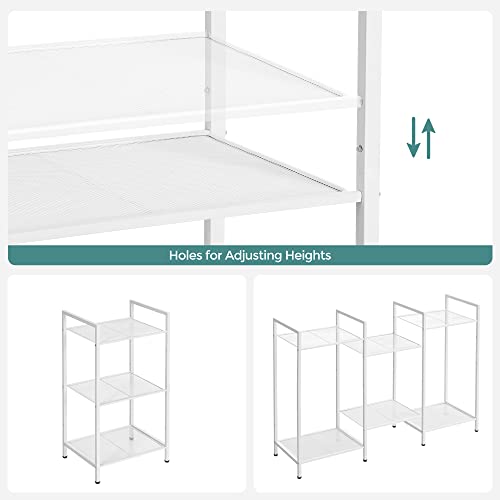 SONGMICS 3-Tier Storage Rack, Bathroom Shelf, Extendable Plant Stand - color: White, size: 3 Tiers