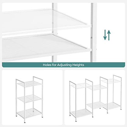 SONGMICS 3-Tier Storage Rack, Bathroom Shelf, Extendable Plant Stand - color: White, size: 3 Tiers
