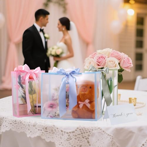 GAWBYET 24 Pcs Clear Plastic Gift Bags with Handles,White - color: White-7x10x3.15 Inch