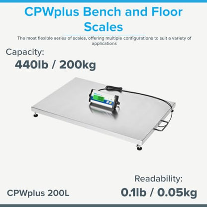 Adam Equipment CPWplus 200L - CPWplus Bench and Floor Scales - Capacity: 440lb / 200kg, Readability: 0.1lb / 0.05kg - size: 200L Large Platform Floor Scale, 200kg Capacity and 50g Readability