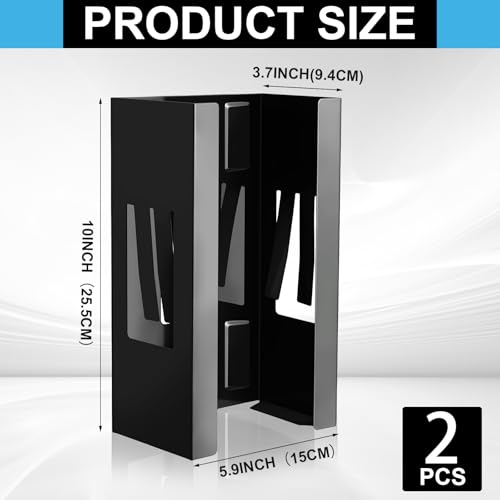 Lounsweer 2 Pcs Magnetic Glove Box Holder Wall Mount Dispenser, Black - color: Black