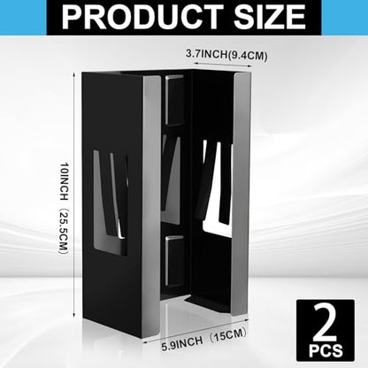Lounsweer 2 Pcs Magnetic Glove Box Holder Wall Mount Dispenser, Black - color: Black